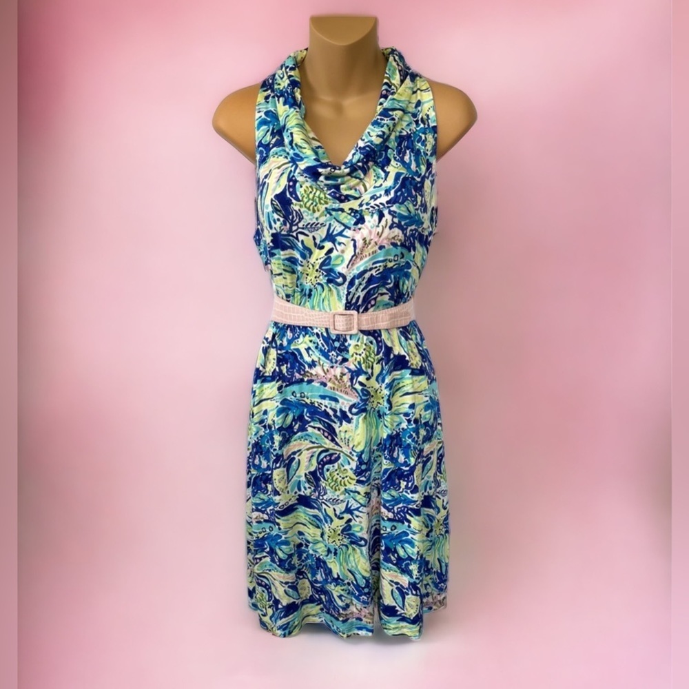 Charlie Paige • Colorful Floral Cowl Neck Shift Dress • Size Medium